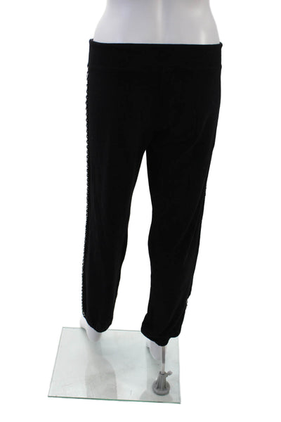 Monrow Women's Drawstring Waist Tapered Leg Embellish Jogger Pants Black Size M