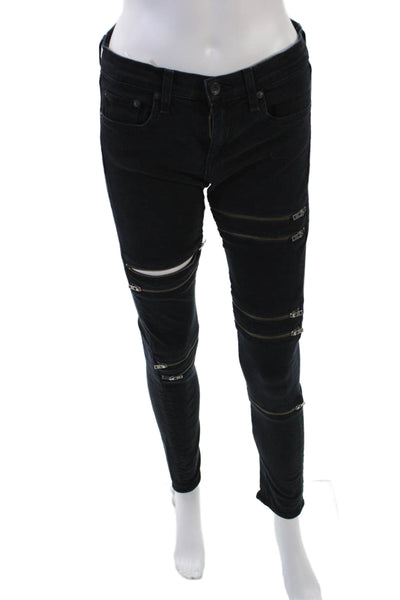 Rag & Bone Women's Midrise Five Pocket Skinny Denim Pants Black Size 26