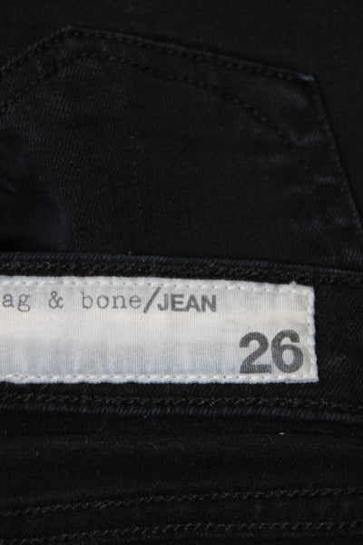 Rag & Bone Women's Midrise Five Pocket Skinny Denim Pants Black Size 26