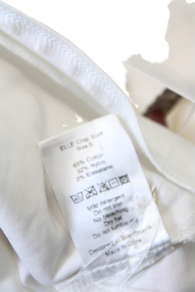 OW Women's Collared Long Sleeves Button Up Cropped Top White Size S