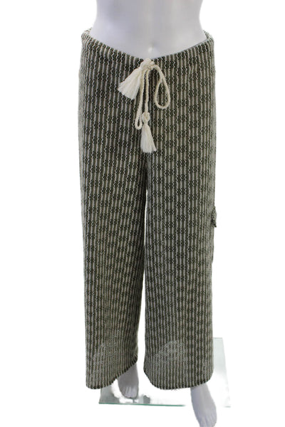 Palmacea Women's Pull-On Drawstring Wide Leg Mesh Lounge Pants Green Size L