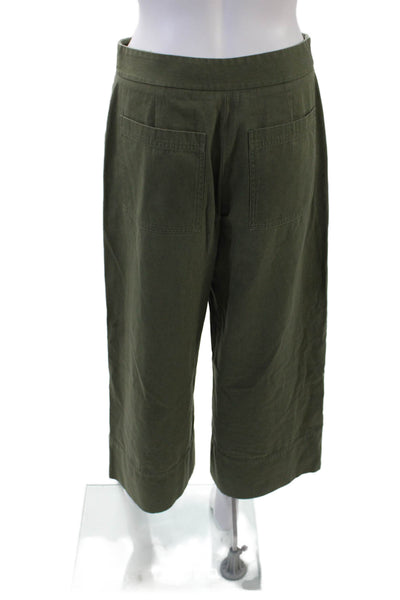T Alexander Wang Women's Button Closure Wide Leg Ankle Pants Green Size 6