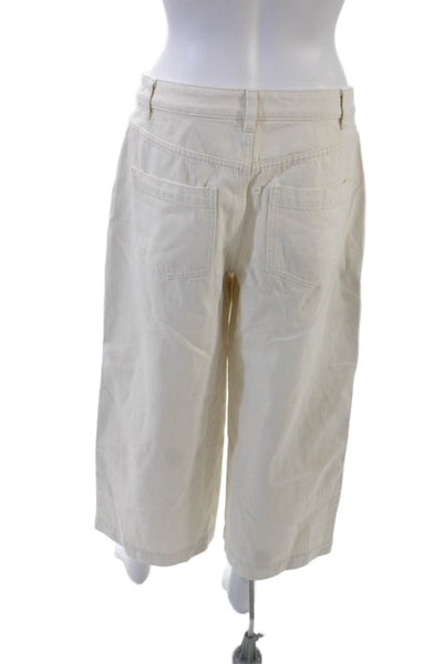 Vince Women's Hook Closure Wide Leg Cargo Jean Pants Beige Size 30