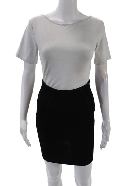 Alexander Wang Womens Textured Lined Elastic Waistband Midi Skirt Black Size S