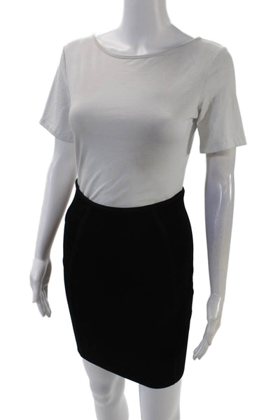 Alexander Wang Womens Textured Lined Elastic Waistband Midi Skirt Black Size S