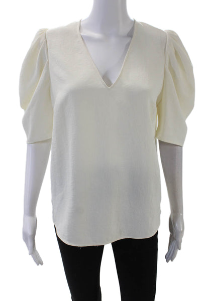 Ba&Sh Womens V-Neck Short Sleeve Classic Pullover Blouse Top Cream Size M
