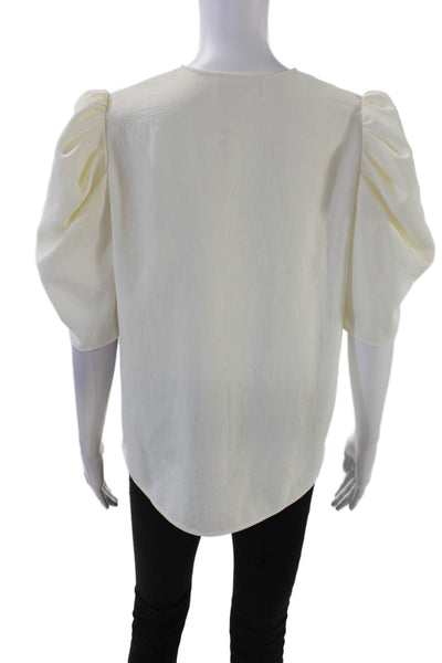 Ba&Sh Womens V-Neck Short Sleeve Classic Pullover Blouse Top Cream Size M