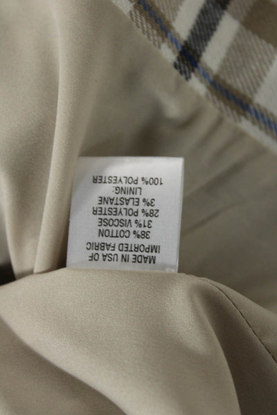 Drew Womens Cotton Blend Plaid V-Neck Sleeveless Button Up Vest Top Taupe Size M