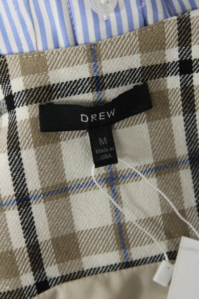 Drew Womens Cotton Blend Plaid V-Neck Sleeveless Button Up Vest Top Taupe Size M