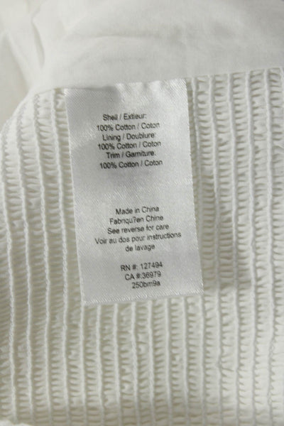 Heartloom Womens Cotton Hook + Eye Closure Short Sleeve Blouse Top White Size M