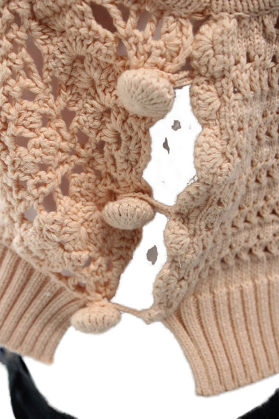 DH New York Womens Cotton Open Knit Round Neck Sweater Vest Pink Size XS