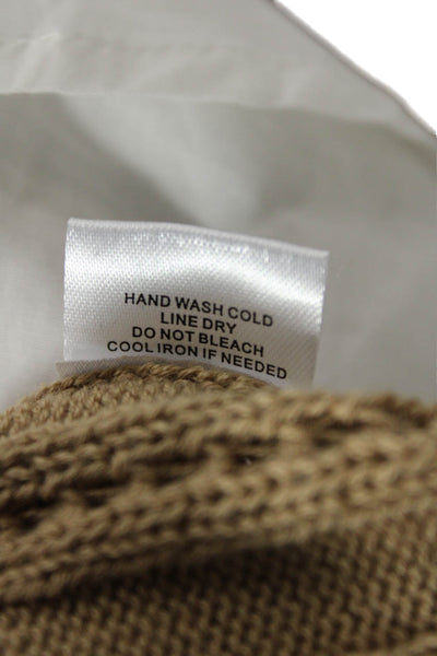 Central Park West Womens Cotton Blend Collared Knit Blouse Top Beige Size L
