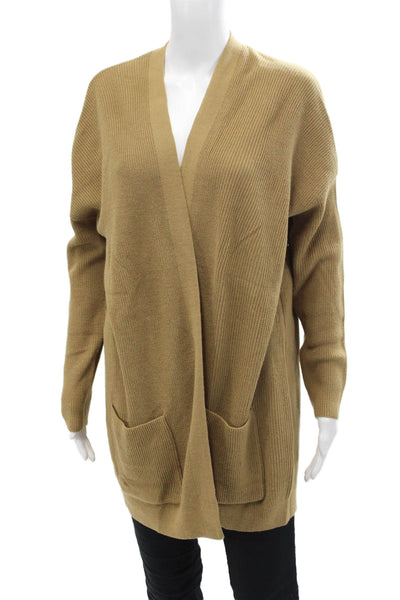 Stitches + Stripes Womens Long Sleeve Open Front Cardigan Sweaters Brown Size XS
