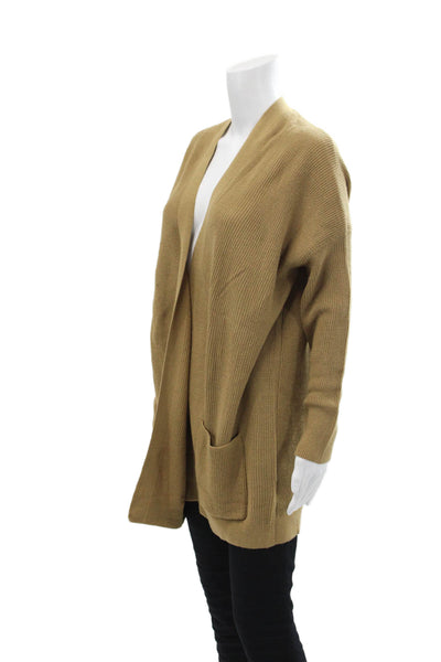 Stitches + Stripes Womens Long Sleeve Open Front Cardigan Sweaters Brown Size XS