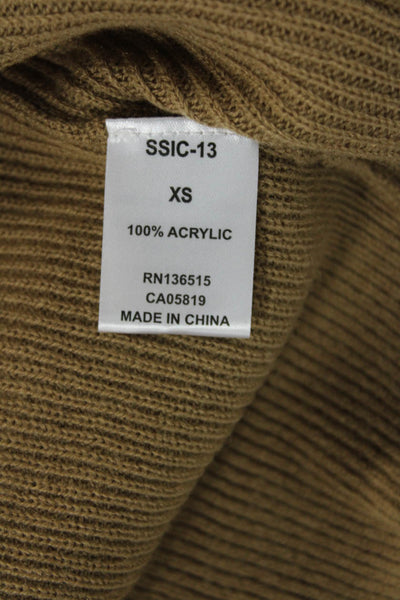 Stitches + Stripes Womens Long Sleeve Open Front Cardigan Sweaters Brown Size XS