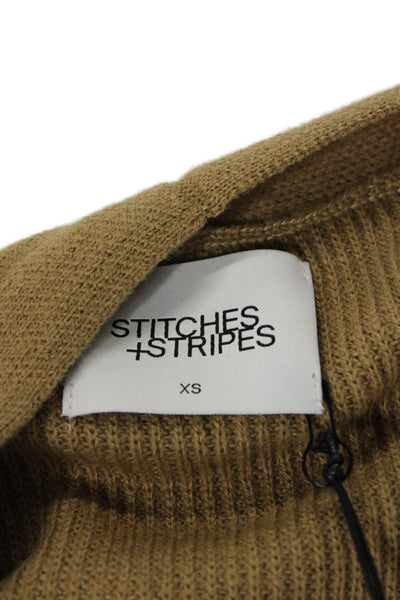 Stitches + Stripes Womens Long Sleeve Open Front Cardigan Sweaters Brown Size XS