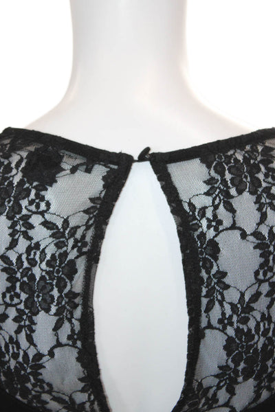 French Connection Womens Lace Short Sleeves Knee Length A Line Dress Black Size