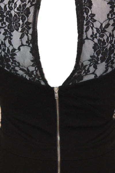 French Connection Womens Lace Short Sleeves Knee Length A Line Dress Black Size