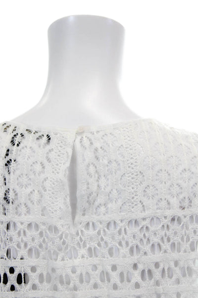 BCBG Max Azria Womens Open Knit Long Sleeves Dress White Cotton Size Large