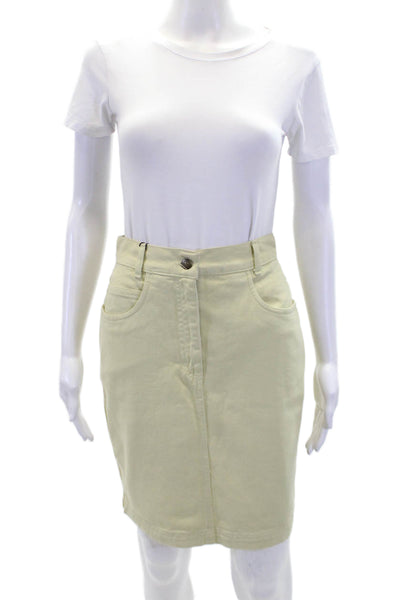 Blues Club Womens Cotton Zippered Unlined Pencil Casual Skirt Green Size 40