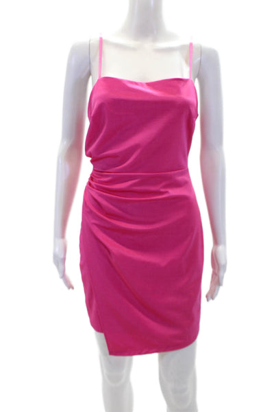 Tardini Womens Square Neck Sleeveless Zippered Mini Dress Pink Size XS
