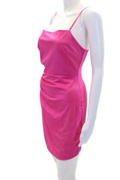 Tardini Womens Square Neck Sleeveless Zippered Mini Dress Pink Size XS