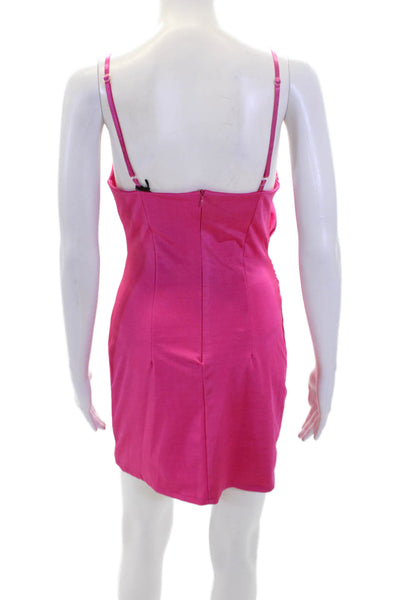 Tardini Womens Square Neck Sleeveless Zippered Mini Dress Pink Size XS