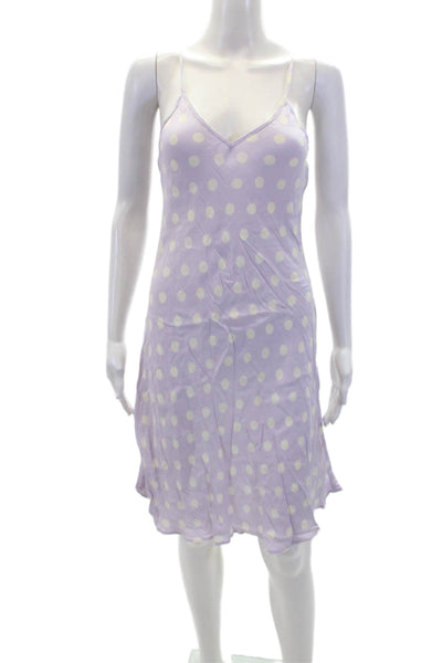 Blues Club Womens Polka Dot V-Neck Sleeveless Mini Dress Purple Size 40