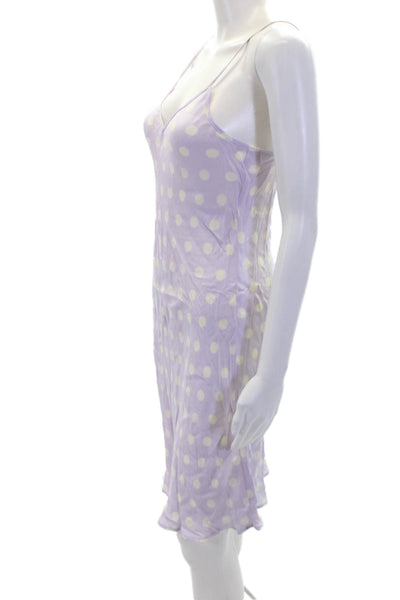 Blues Club Womens Polka Dot V-Neck Sleeveless Mini Dress Purple Size 40