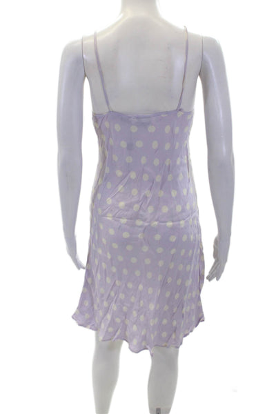 Blues Club Womens Polka Dot V-Neck Sleeveless Mini Dress Purple Size 40