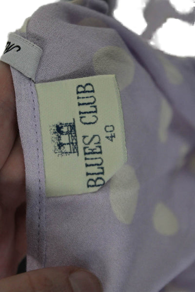 Blues Club Womens Polka Dot V-Neck Sleeveless Mini Dress Purple Size 40