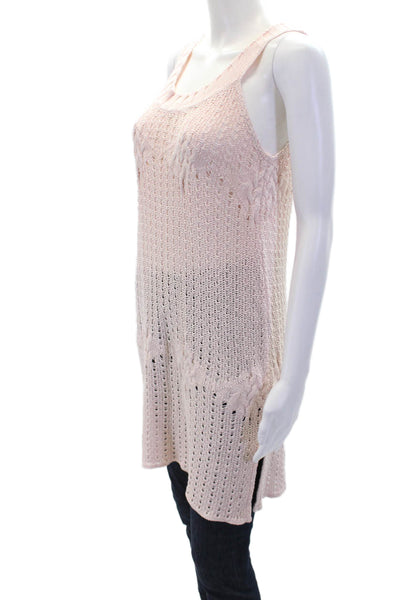 Rosa De La Cruz Womens Sleeveless Halter Neck Open-Knit Top Pink Size M