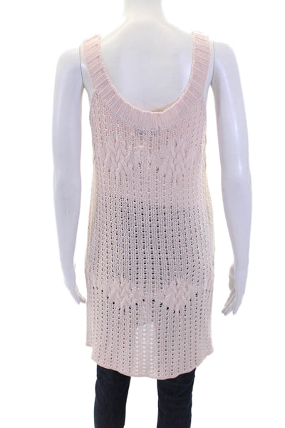 Rosa De La Cruz Womens Sleeveless Halter Neck Open-Knit Top Pink Size M