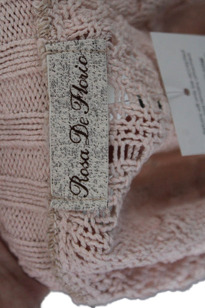 Rosa De La Cruz Womens Sleeveless Halter Neck Open-Knit Top Pink Size M