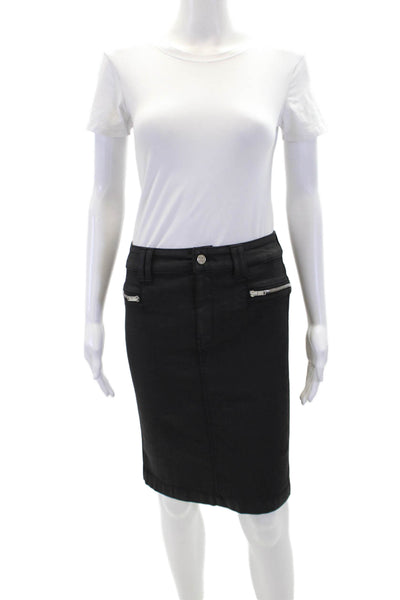7 For All Mankind Womens Cotton Zip Button Lined Denim Skirt Black Size EUR 27