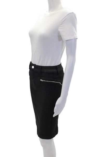 7 For All Mankind Womens Cotton Zip Button Lined Denim Skirt Black Size EUR 27