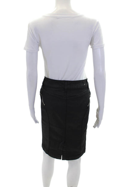 7 For All Mankind Womens Cotton Zip Button Lined Denim Skirt Black Size EUR 27