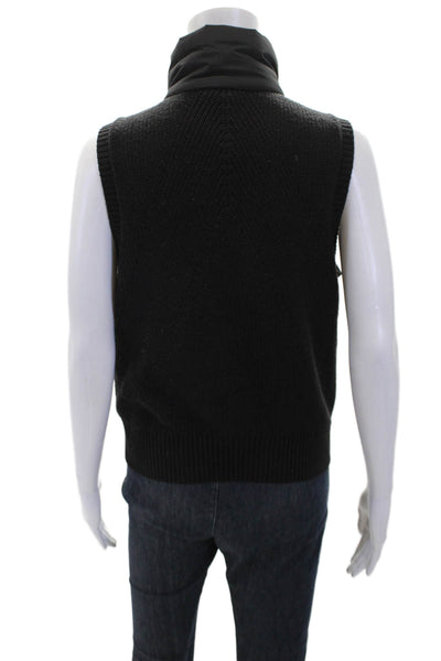 Athleta Womens Puffers Knitted Back Mock Neck Full Zip Vest Jacket Black Size S