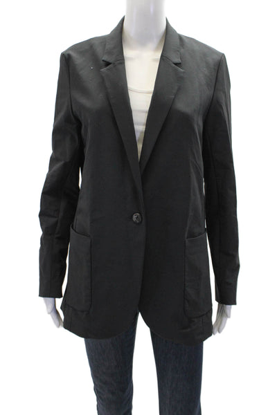 Kit And Ace Womens Fitted Single Buttoned Pocketed Blazer Jacket Black Size 10