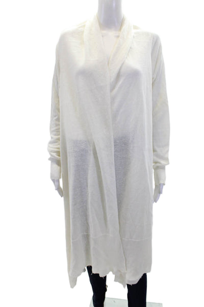 Pure DKNY Womens Linen Cowl Neck Long Sleeve Cardigan Sweater Top Cream Size PS