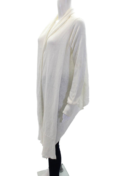 Pure DKNY Womens Linen Cowl Neck Long Sleeve Cardigan Sweater Top Cream Size PS