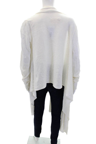 Pure DKNY Womens Linen Cowl Neck Long Sleeve Cardigan Sweater Top Cream Size PS