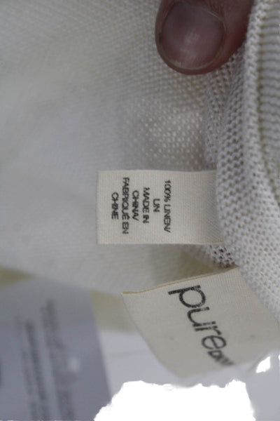 Pure DKNY Womens Linen Cowl Neck Long Sleeve Cardigan Sweater Top Cream Size PS