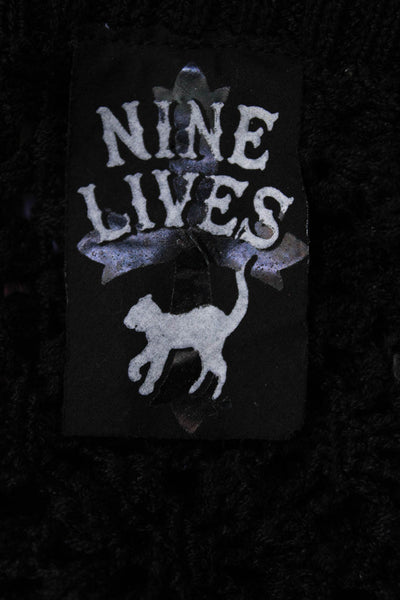 Nine Lives Womens Long Sleeve Open Knit Shrug Cardigan Sweater Black Small