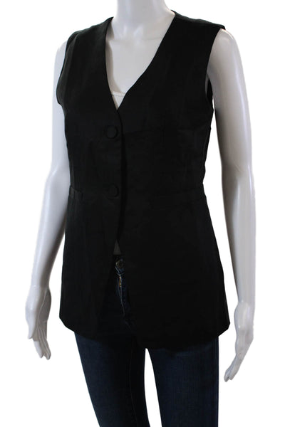 Christian Lacroix Womens Three Button V Neck Lightweight Vest Jacket Black XS