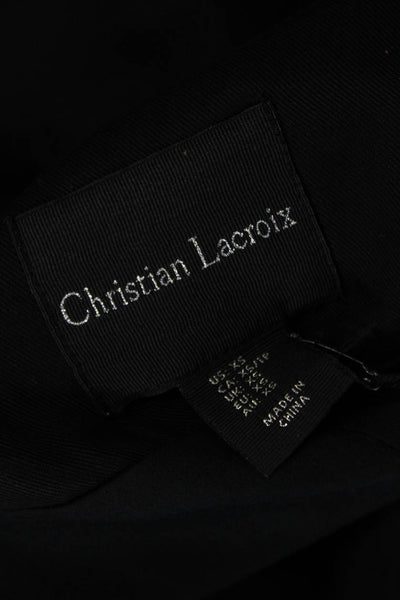 Christian Lacroix Womens Three Button V Neck Lightweight Vest Jacket Black XS