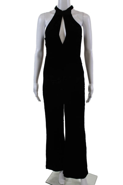 7 For All Mankind Womens Back Zip Sleeveless Keyhole Velvet Jumpsuit Black XS