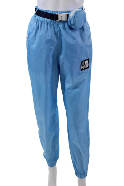 New Balance x Staud Womens High Rise Belted Track Pants Blue Size Extra Small
