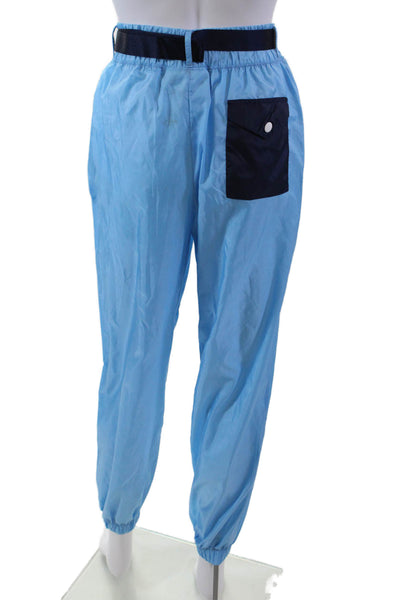 New Balance x Staud Womens High Rise Belted Track Pants Blue Size Extra Small
