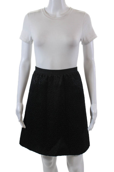 Jason Wu Womens Back Zip Knee Length lace Overlay A Line Skirt Black Size 2